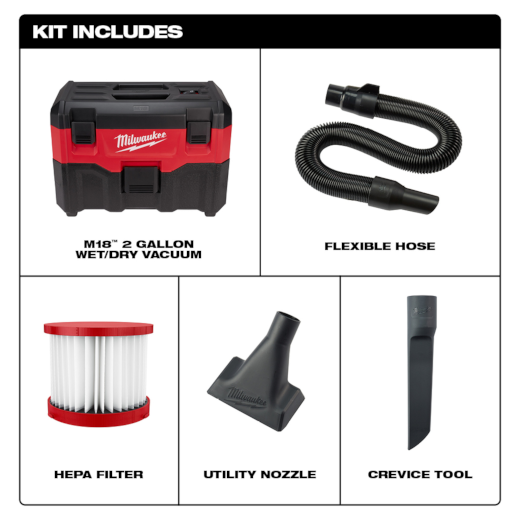 TM 18 2 Gallon Wet/Dry Vacuum (No Battery)