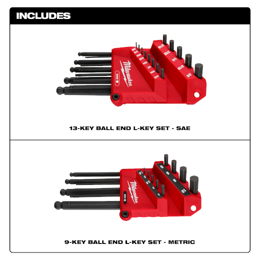 Hex L-Key Set, 22 Pc. SAE & MET