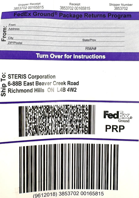 Parts Return Label